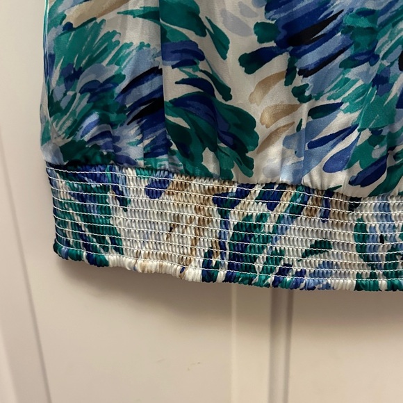 White House Black Market Floral Ruffle Blouse - Blue and Green - Picture 4 of 6